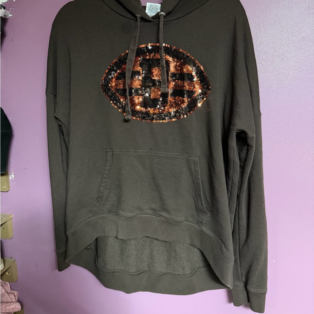 PINK Victoria's Secret Brown Hoodie with Sequin Design